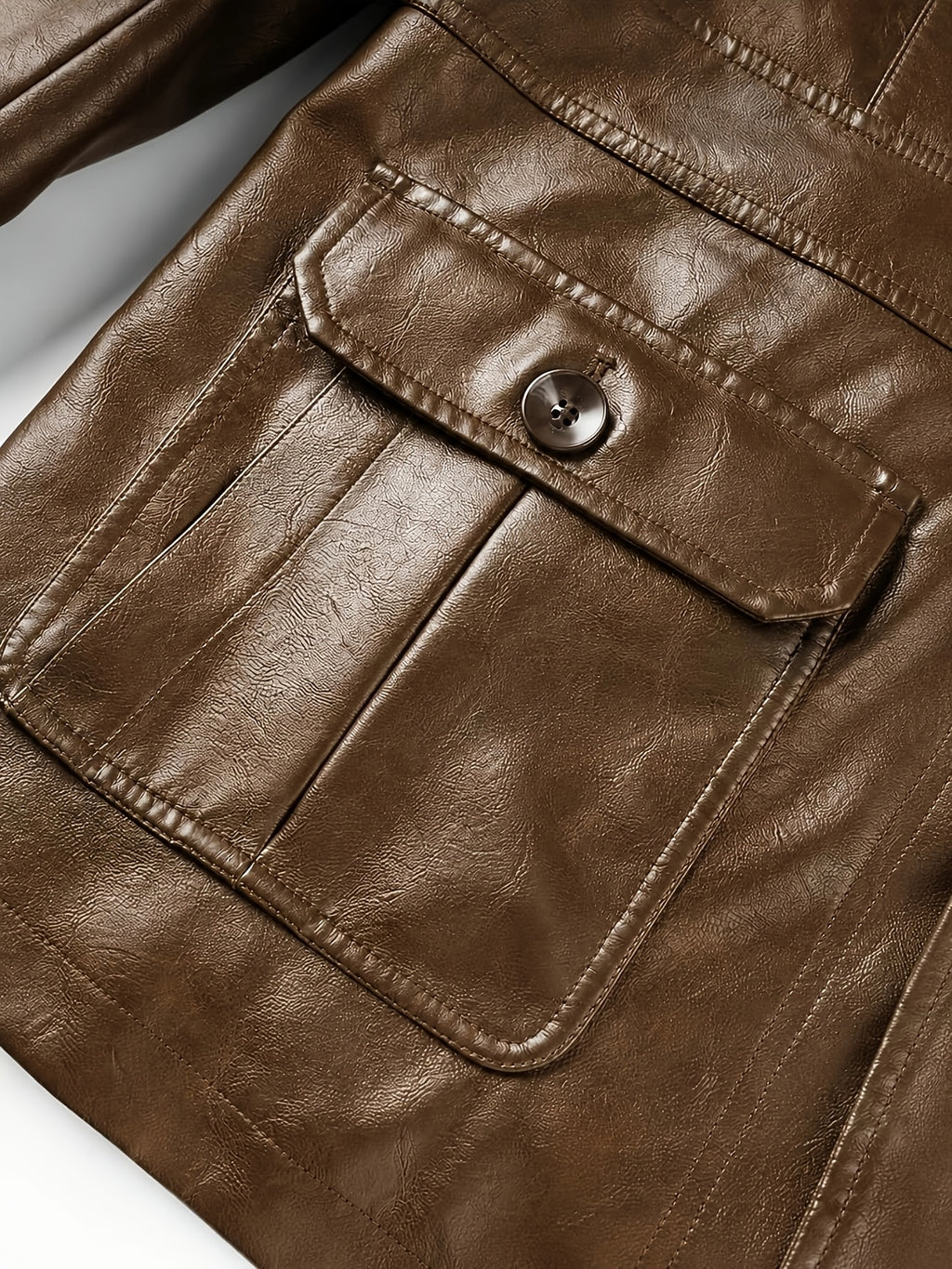 Veste en cuir PU longue, à revers, photo 18