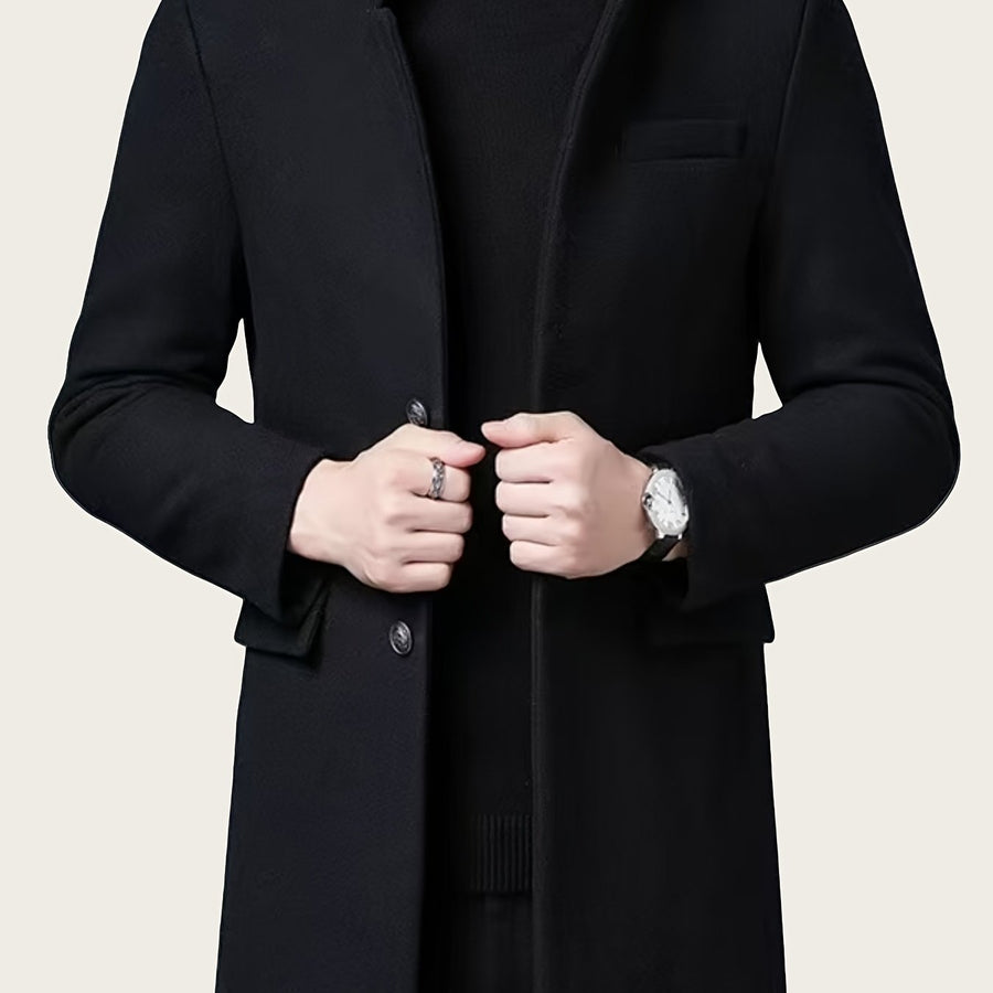 Manteau en laine mi-long, 50 % laine, tweed, noir, coloris noir