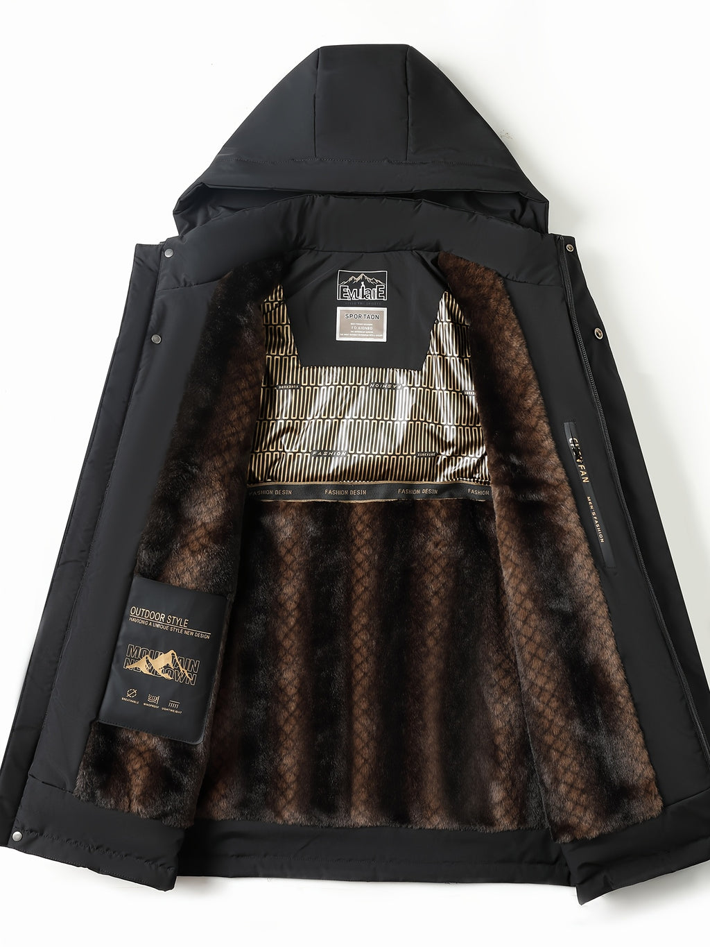 Manteau pour homme, polaire, à capuche, col montant