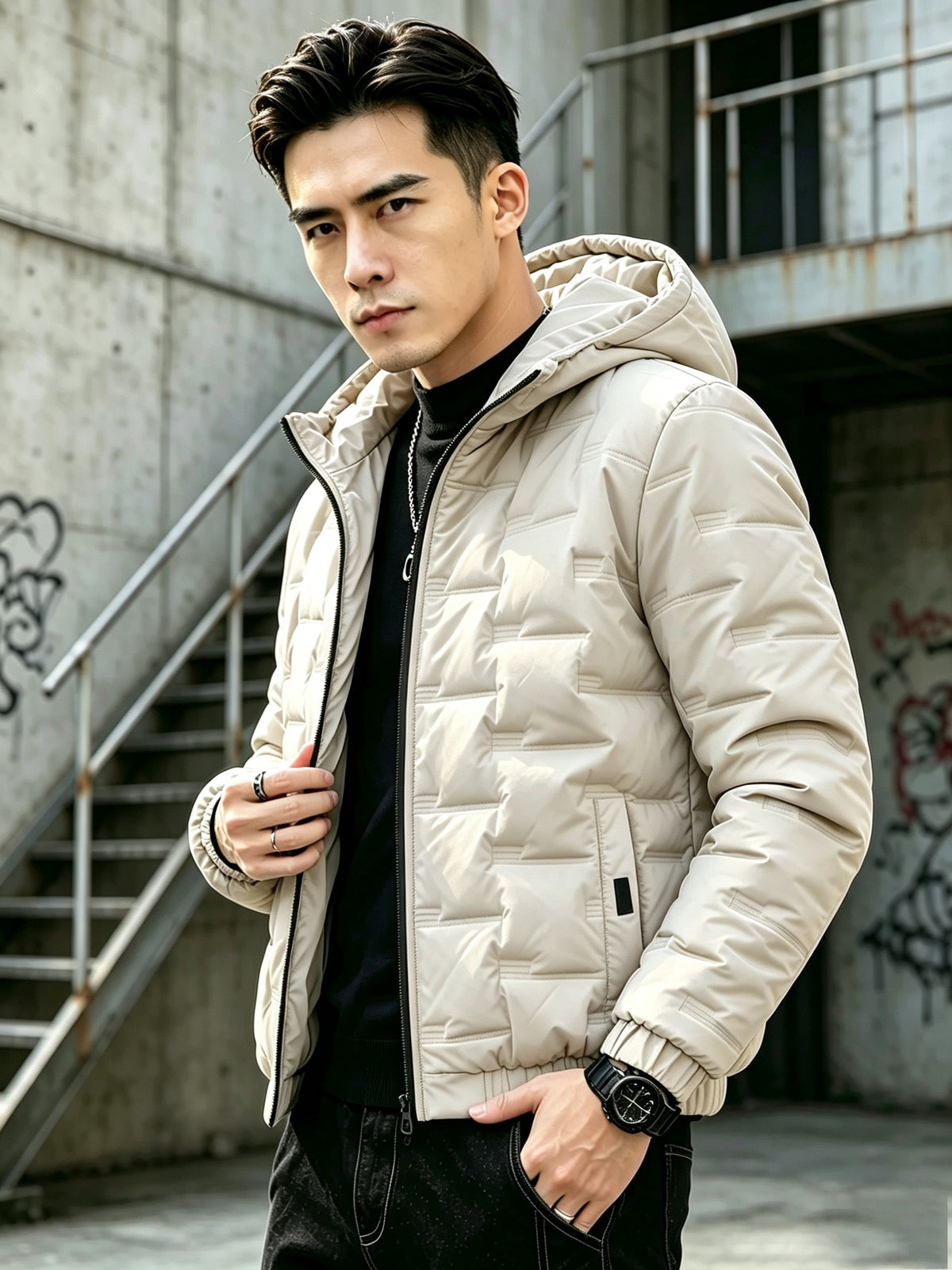 Manteau matelassé pour homme, imperméable, à capuche
