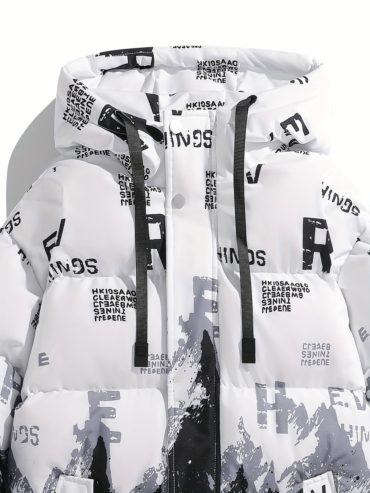 Veste pour homme, à capuche, blanc et gris