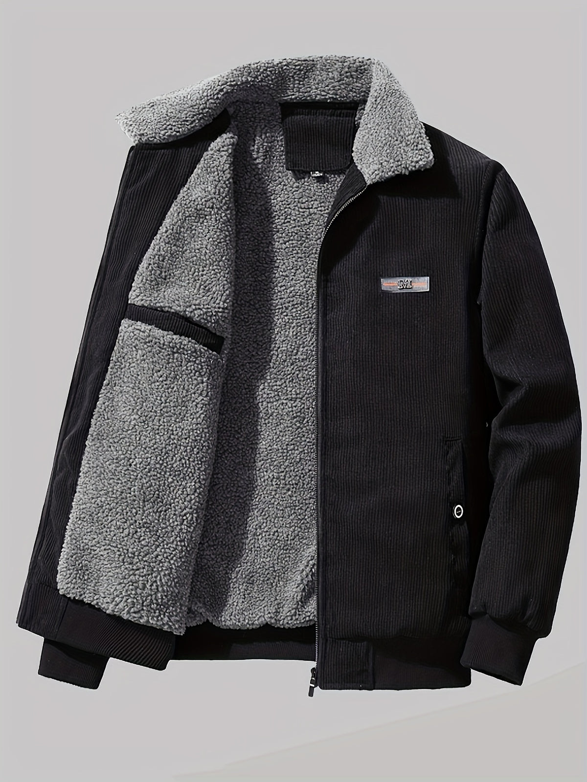 Veste, velours côtelé, à revers, gris Image