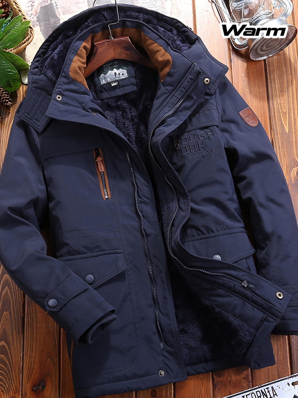 Veste pour homme, polaire, à capuche, bleu foncé