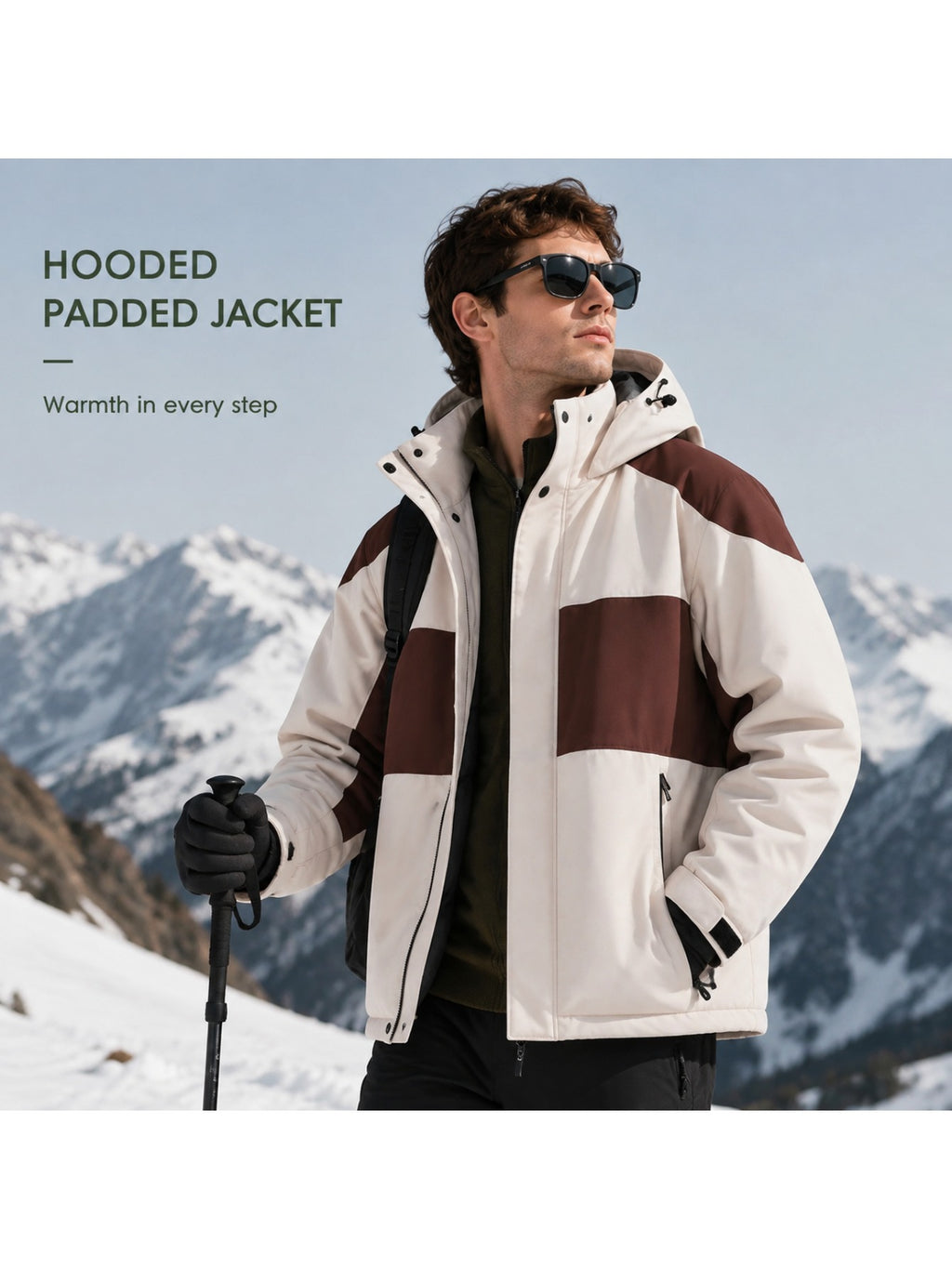 Manteau matelassé pour homme, à capuche, poudre légère