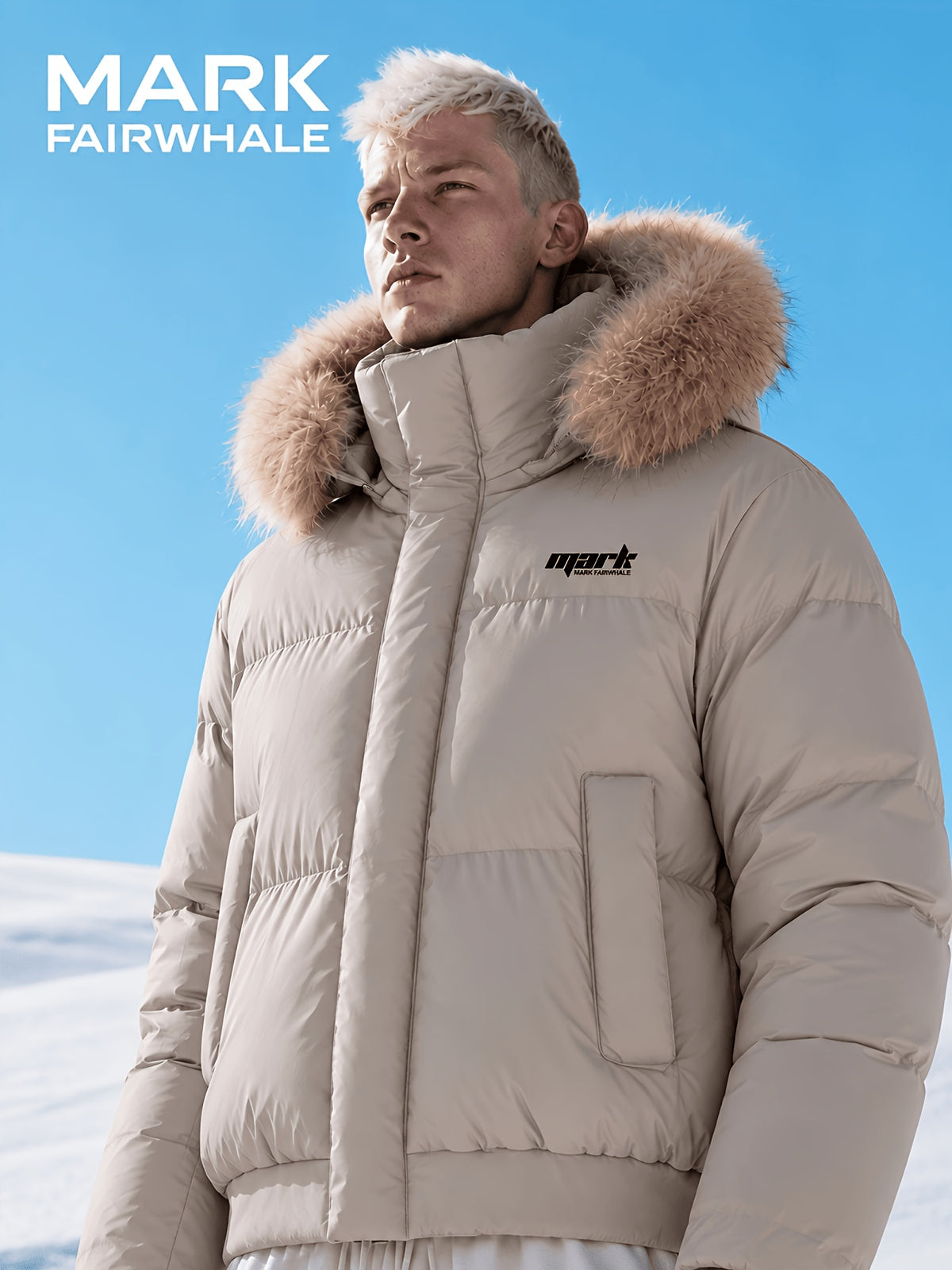 Blouson en fausse fourrure pour homme, à capuche