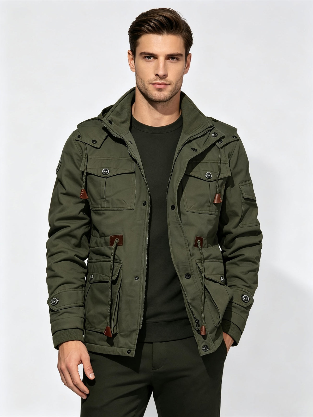 Veste pour homme, à revers, noir