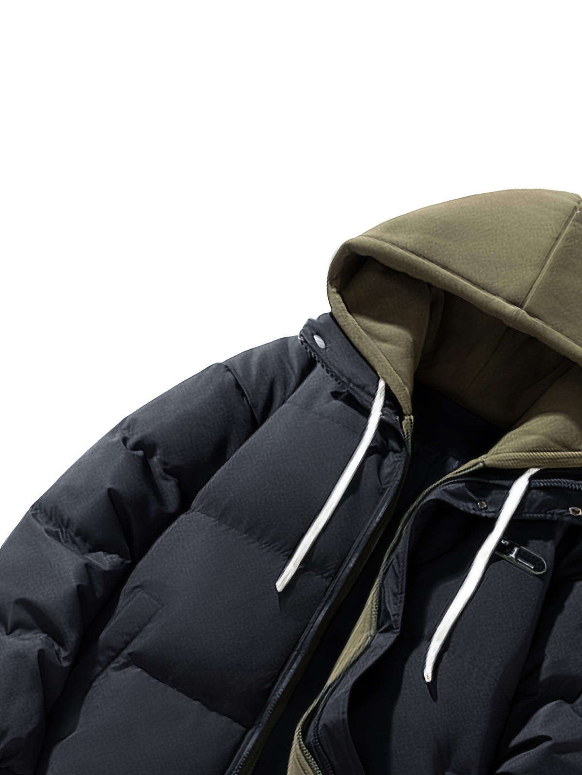 Manteau pour homme, à capuche, kaki foncé