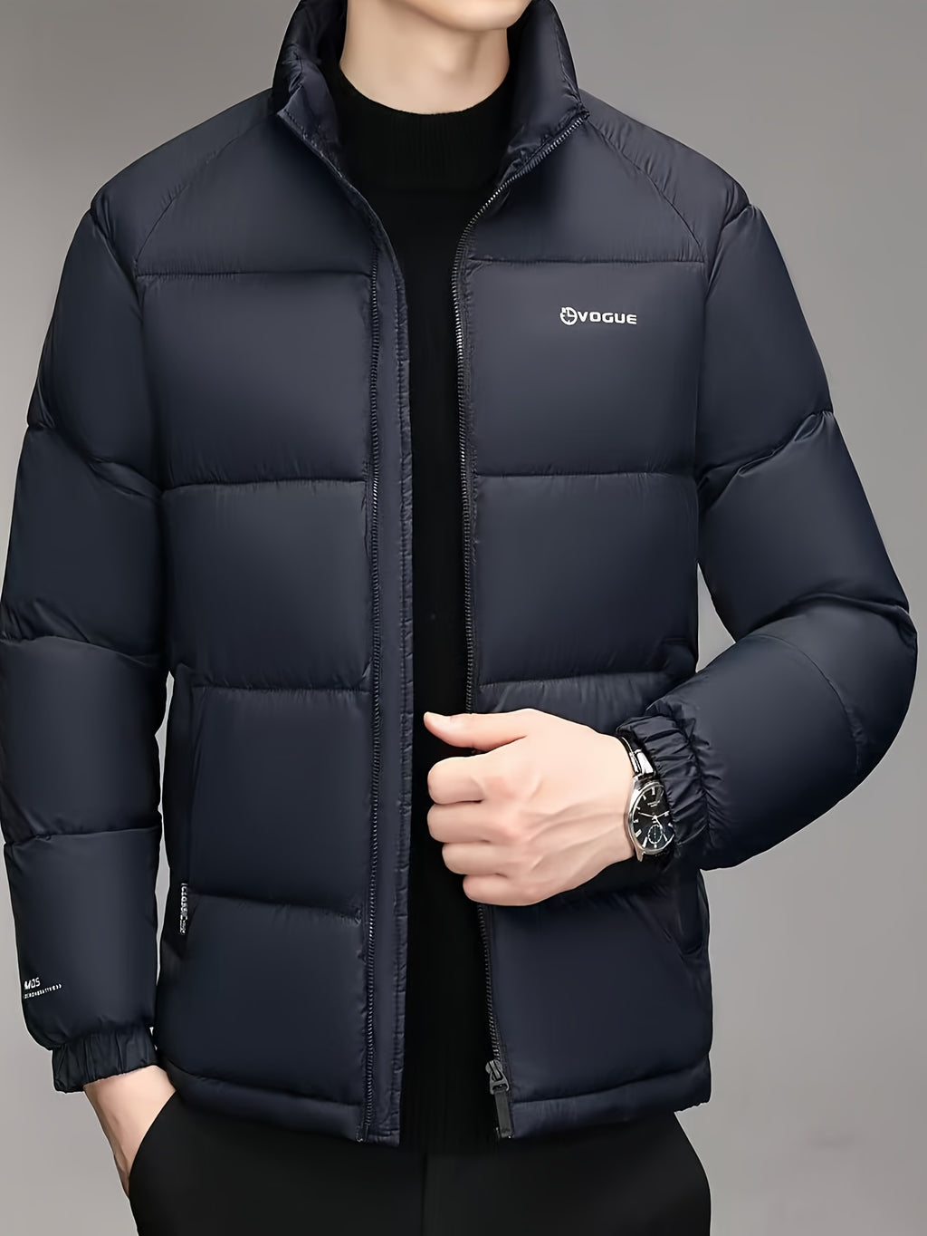 Manteau pour homme, à col montant, kaki