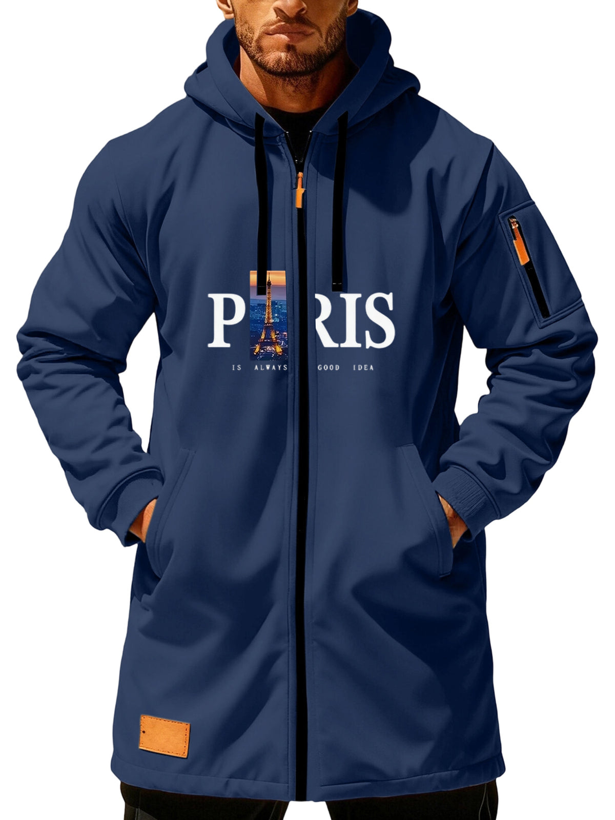 Trench pour homme, à capuche, noir