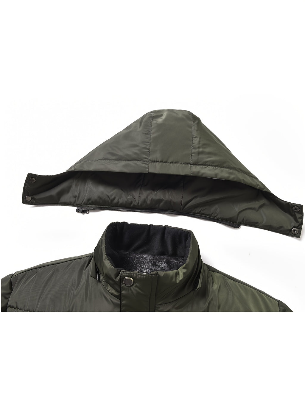 Parka matelassée pour homme, coupe-vent, à capuche, vert militaire