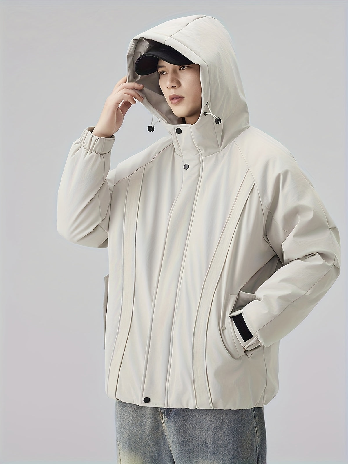 Manteau matelassé pour homme, à capuche, noir