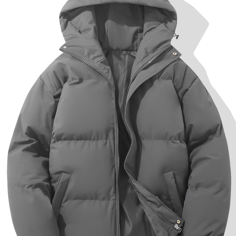 Manteau d'hiver à capuche épais, coloris gris foncé