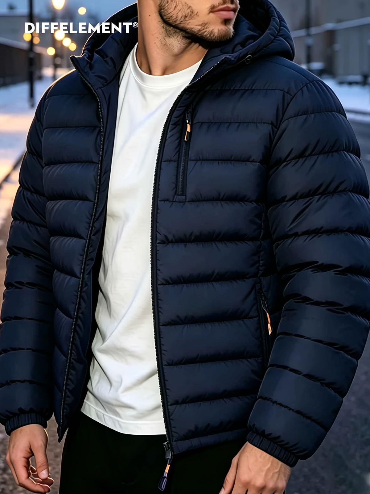 Veste pour homme, coupe-vent, à capuche, col montant