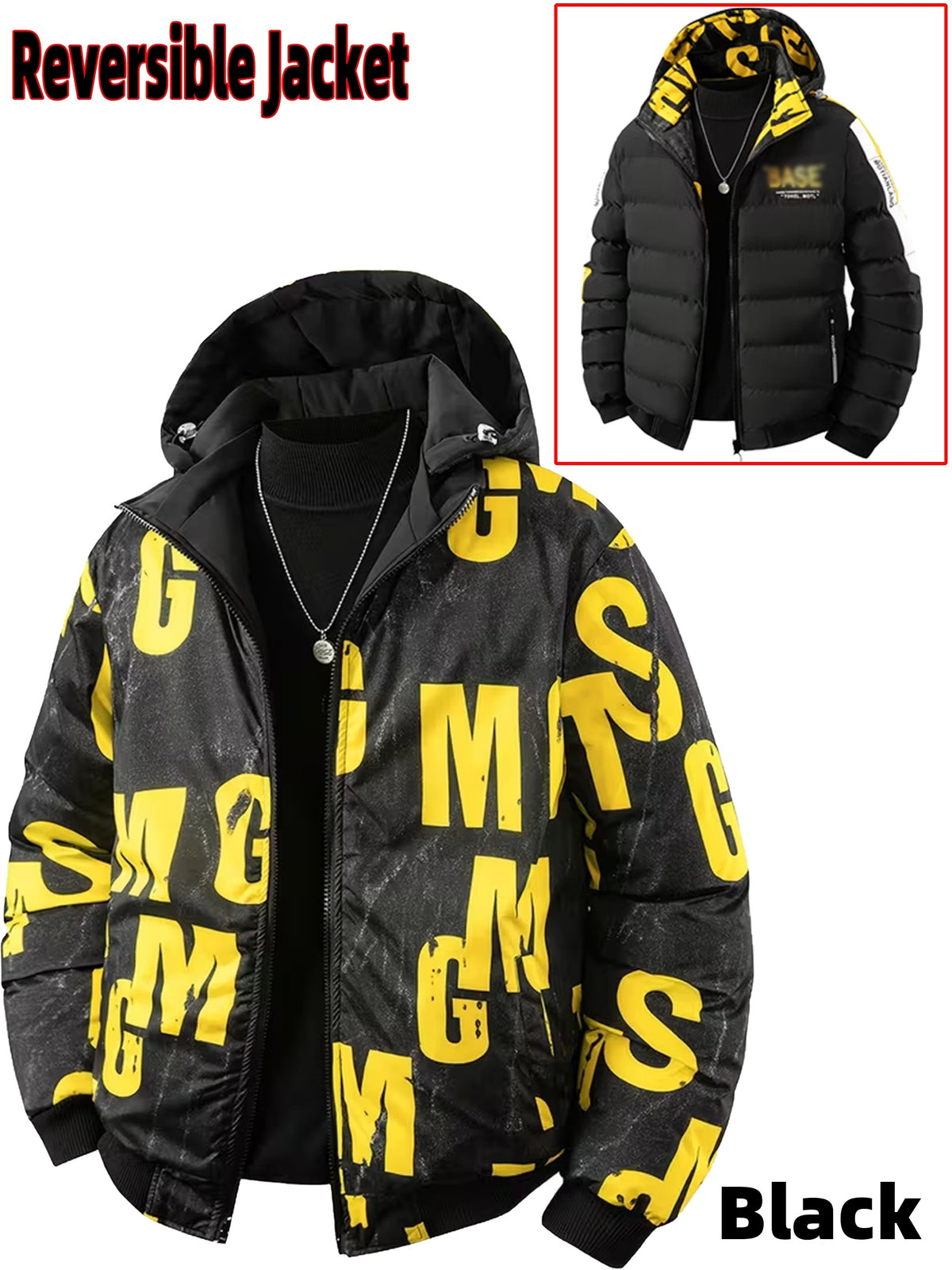 Manteau matelassé pour homme, capuche amovible, à col montant