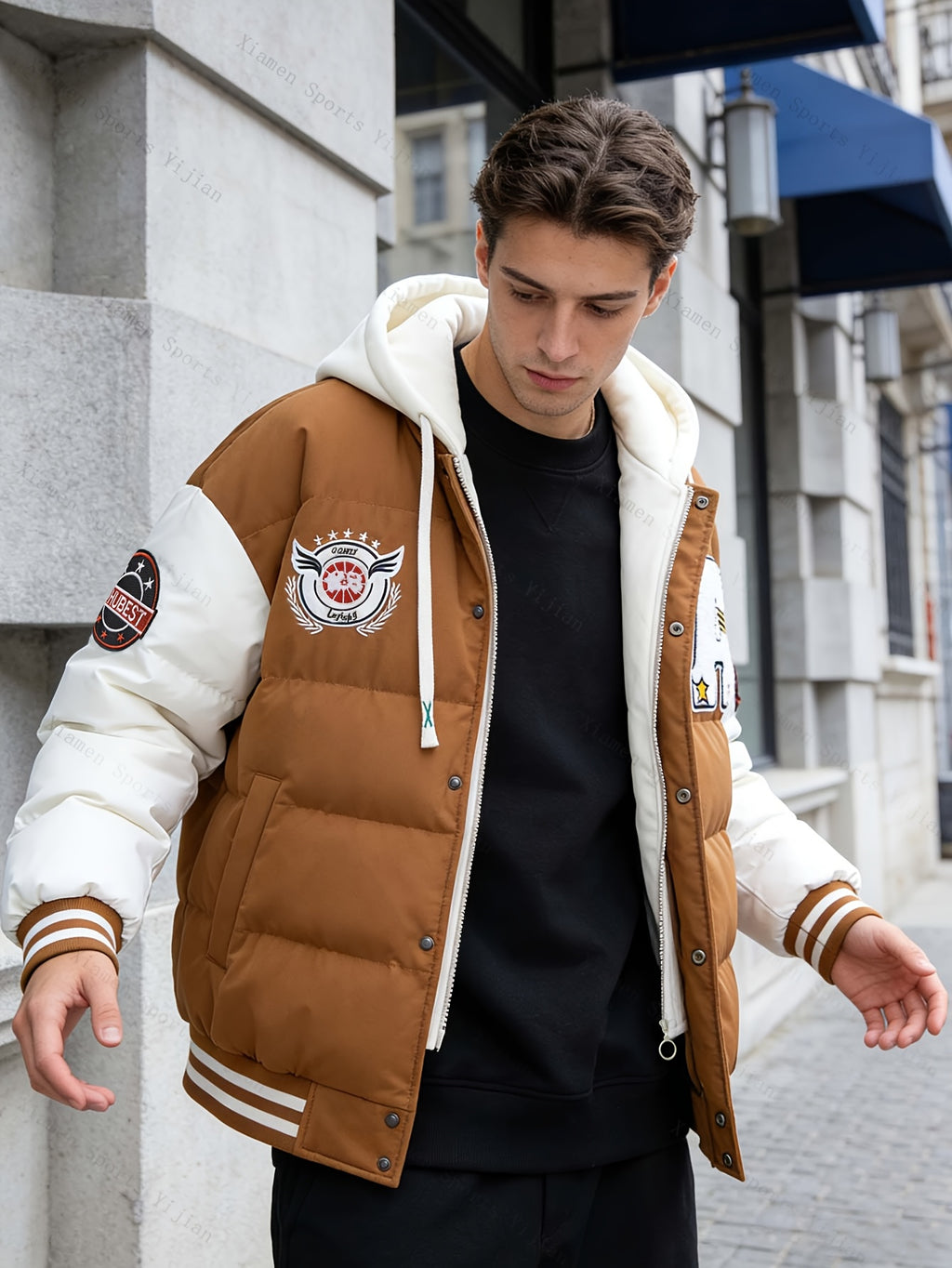 Veste pour homme, à capuche, noir/l