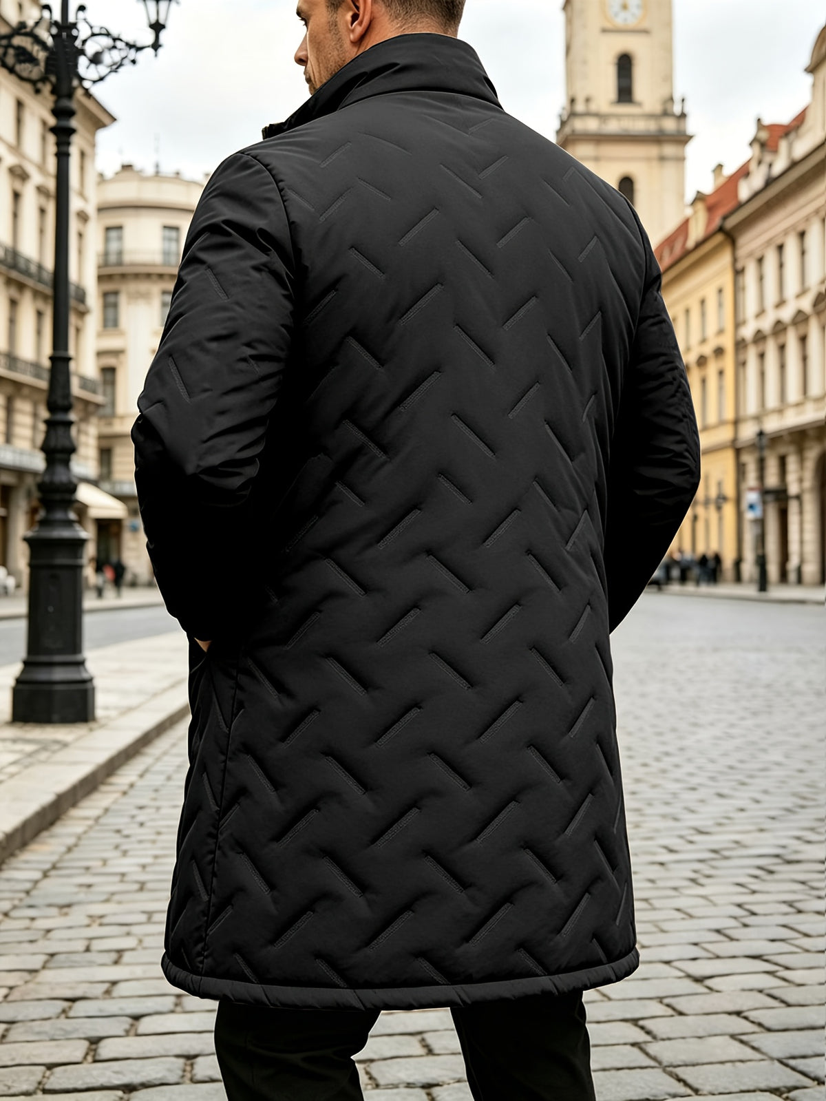 Parka long pour homme, polaire, à col montant