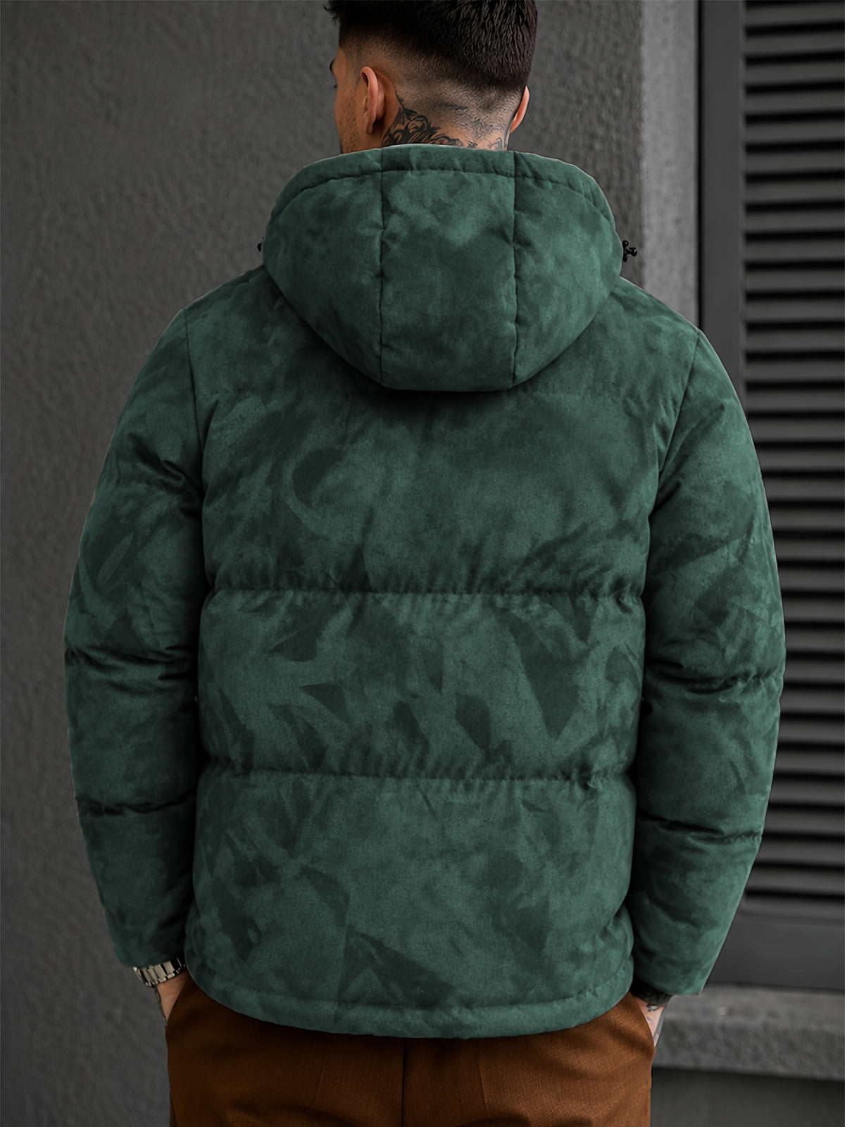 Veste pour homme, coupe-vent, à capuche, vert olive