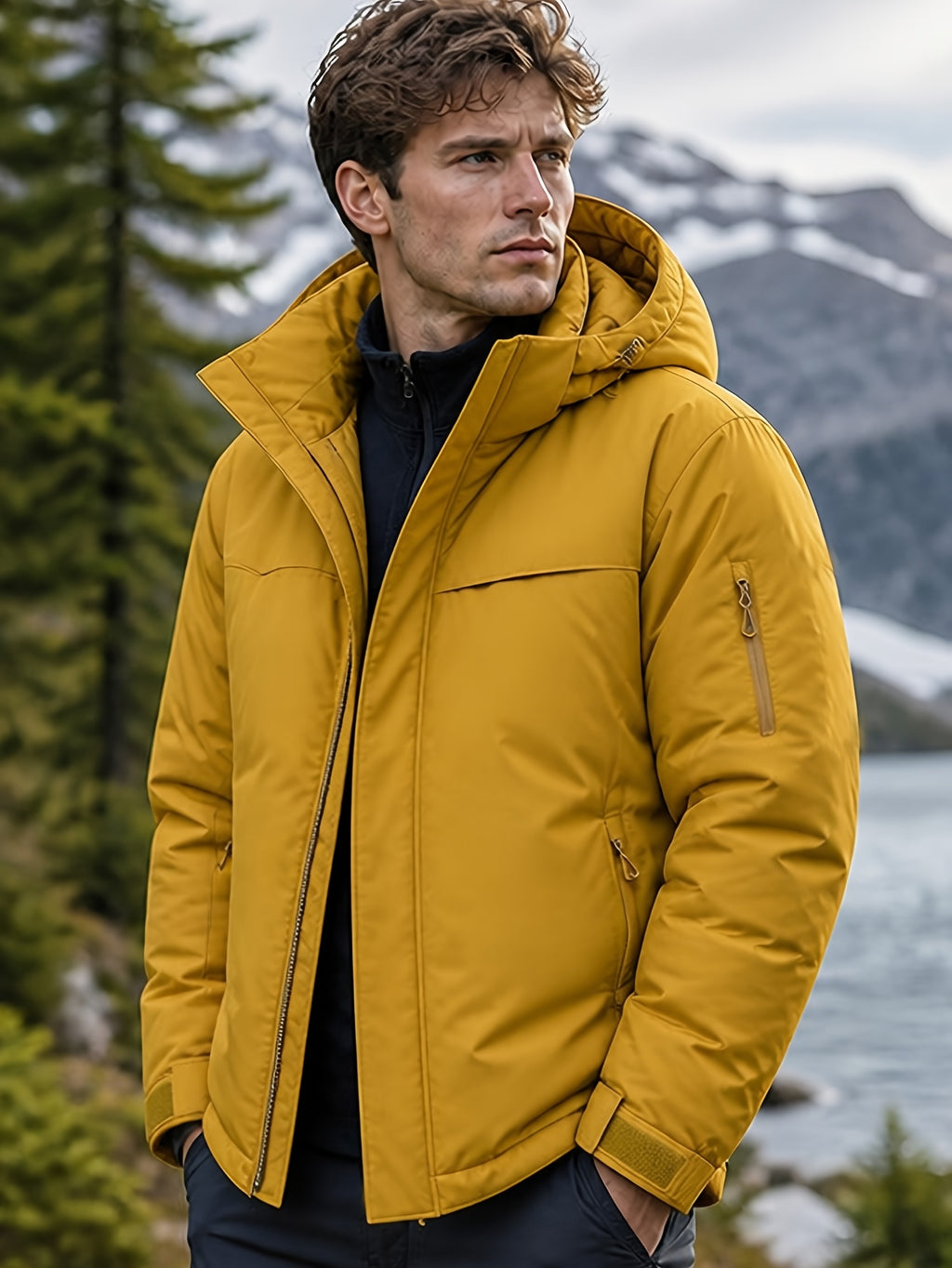 Veste pour homme, à capuche, gris de yinchuan