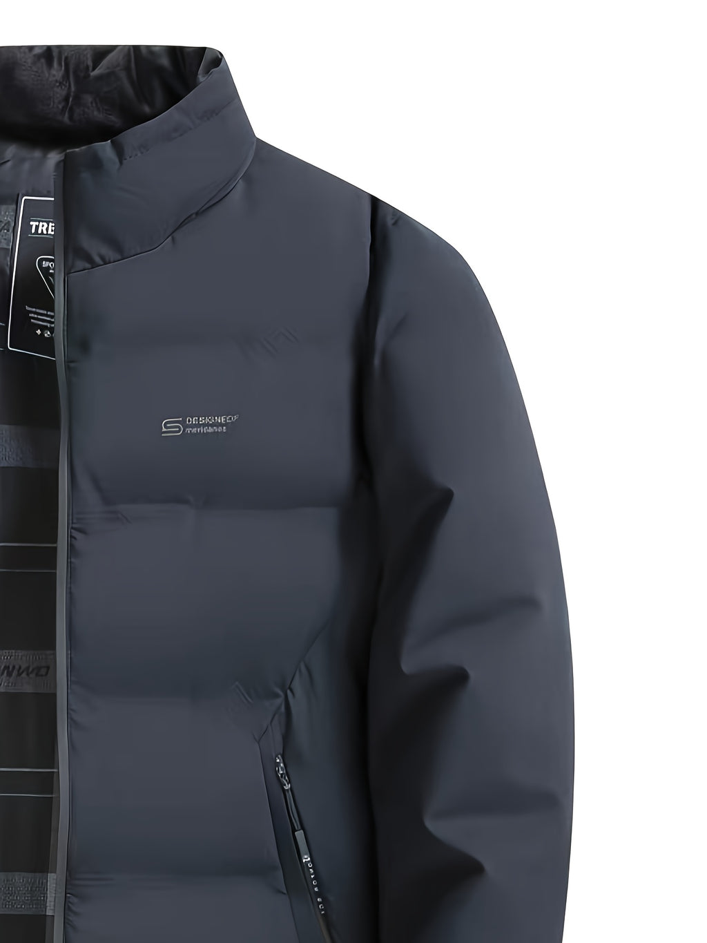 Veste pour homme, à col montant, bleu marine