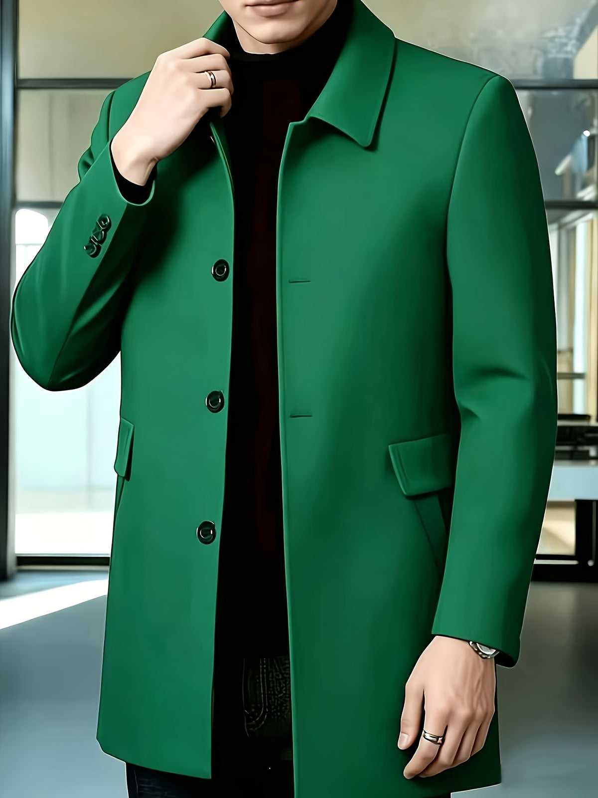 Veste pour homme, grandes tailles, à revers, gris foncé