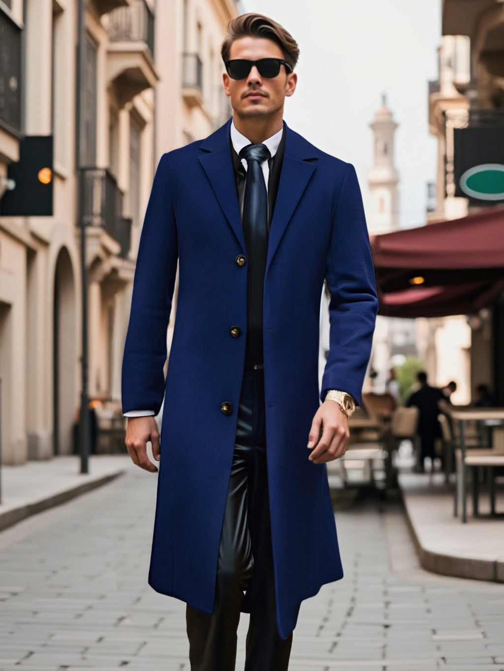 Trench long pour homme, à revers