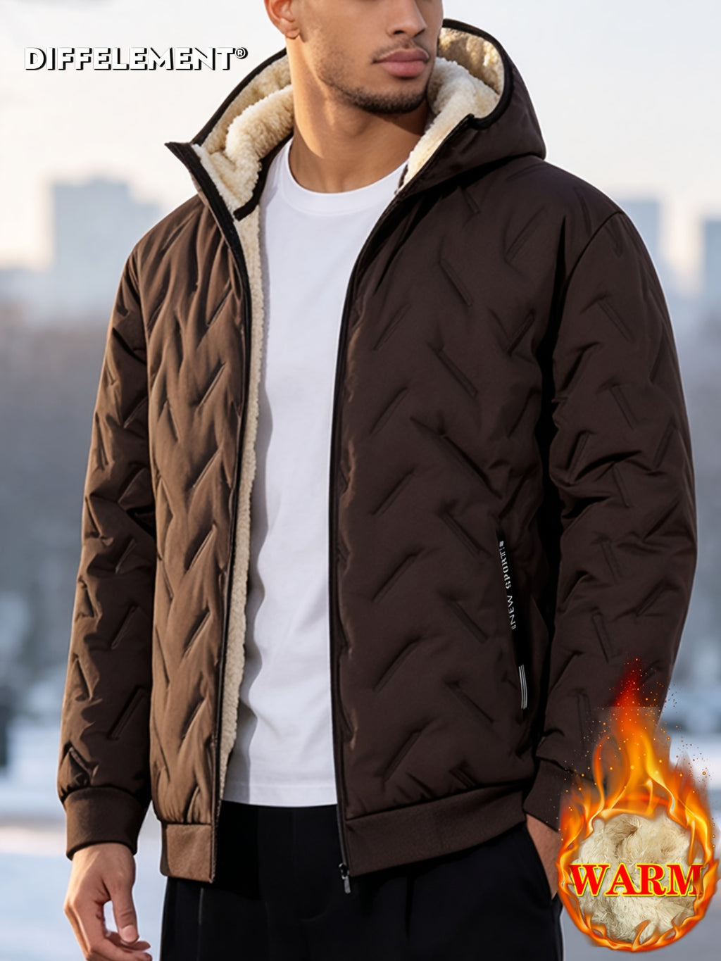 Veste matelassée pour homme, coupe-vent, à capuche, noir