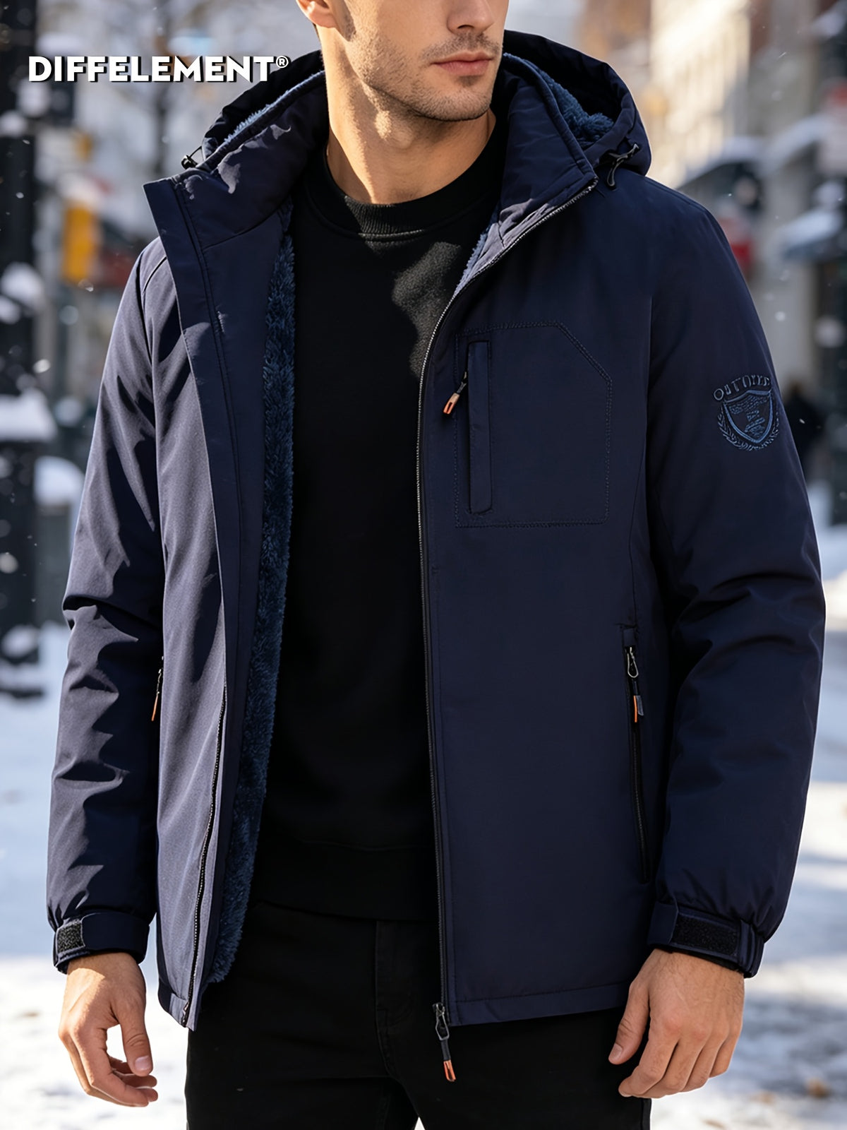 Veste pour homme, coupe-vent, à capuche, vert fougère