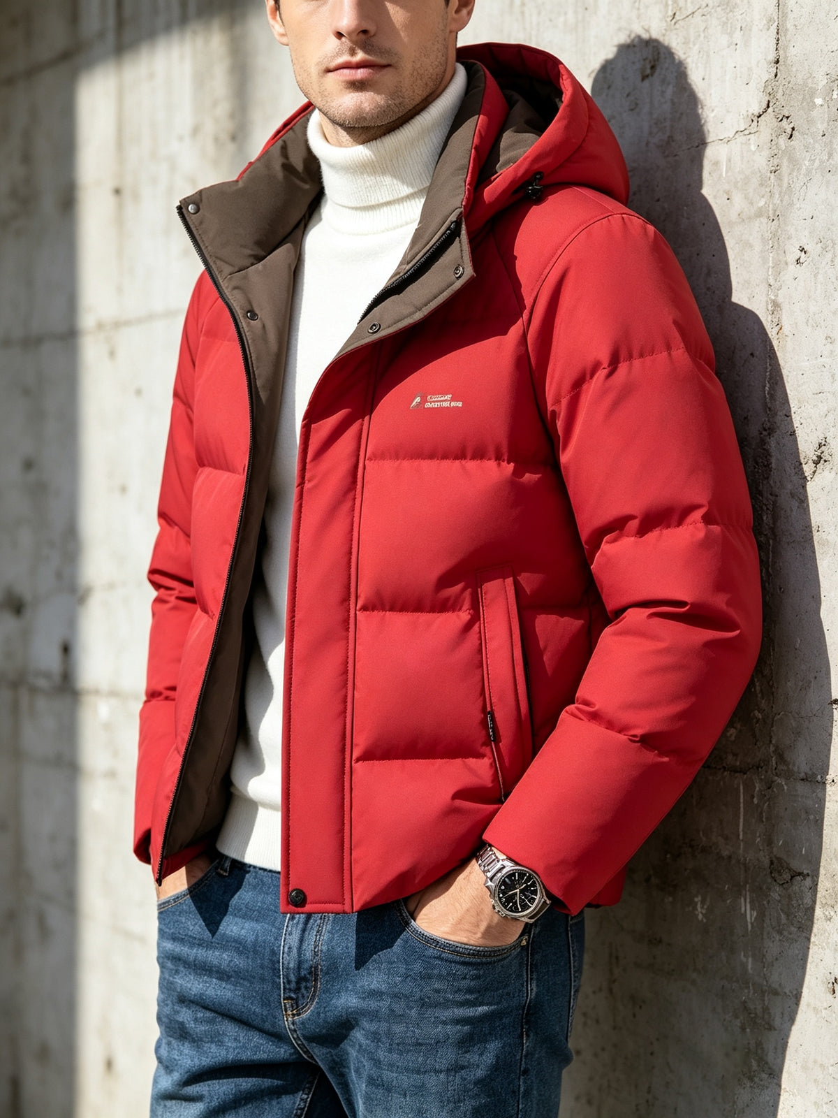 Manteau pour homme, coupe-vent, à capuche, bleu marine