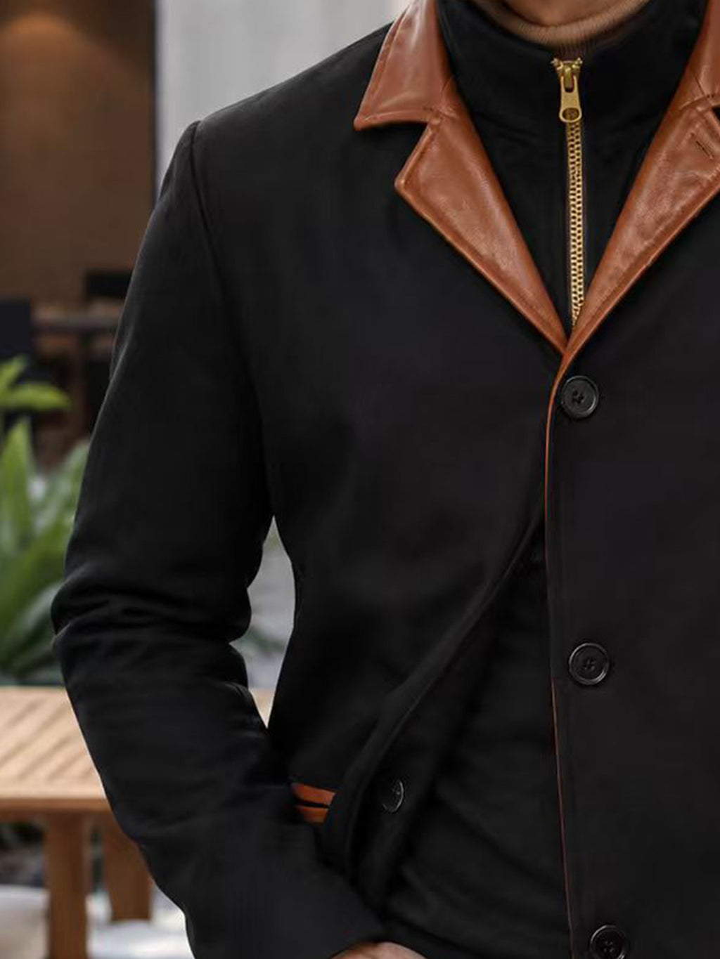 Manteau, tweed, à revers, bleu, photo 15