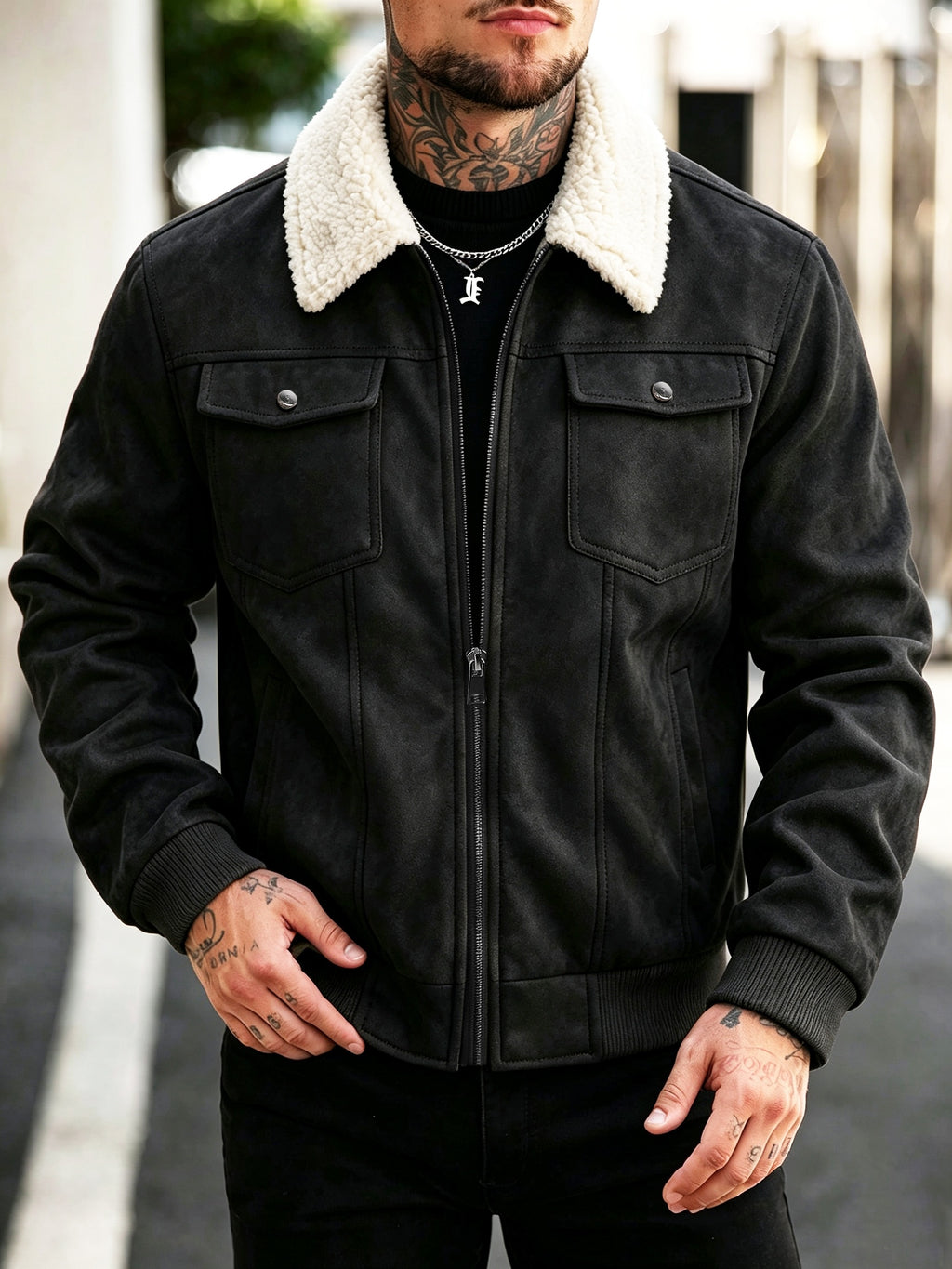 Veste long pour homme, velours, à revers