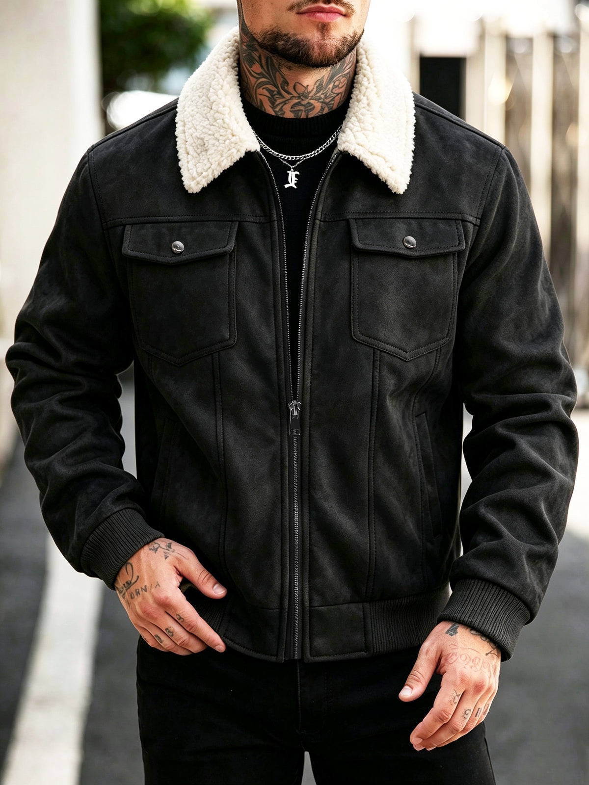 Veste long pour homme, velours, à revers