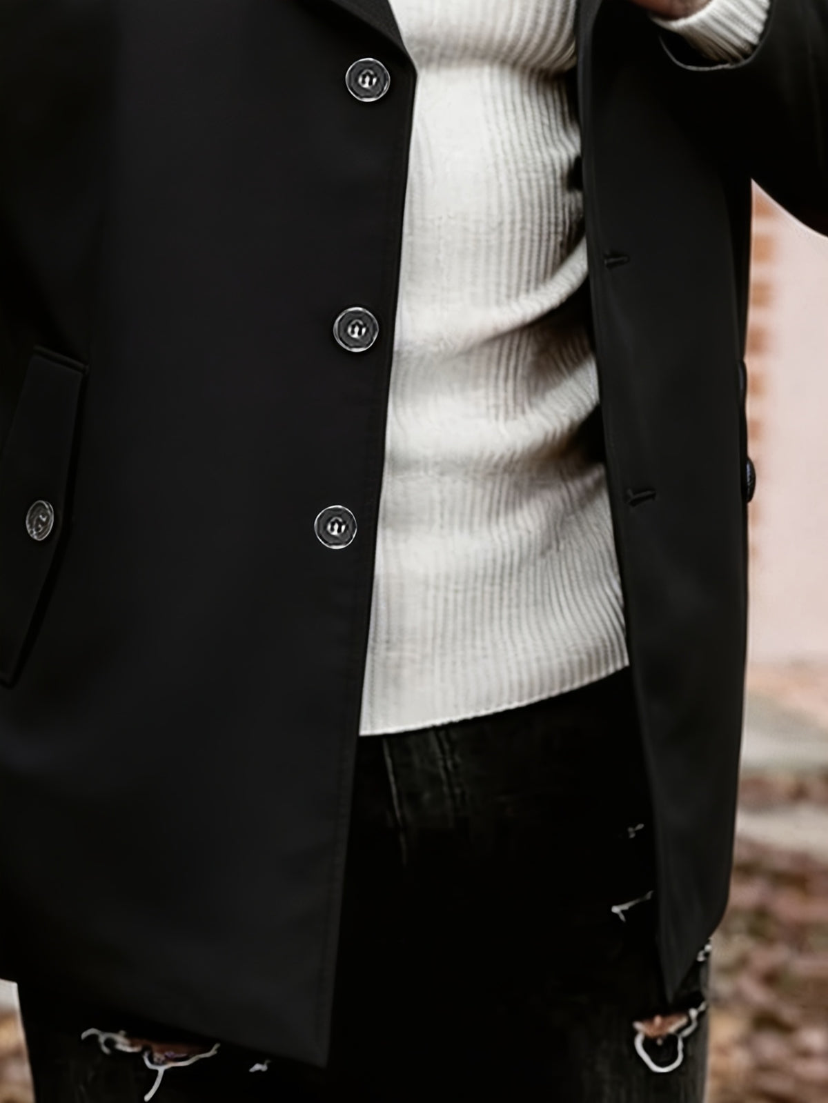 Trench pour homme, à revers, bleu foncé