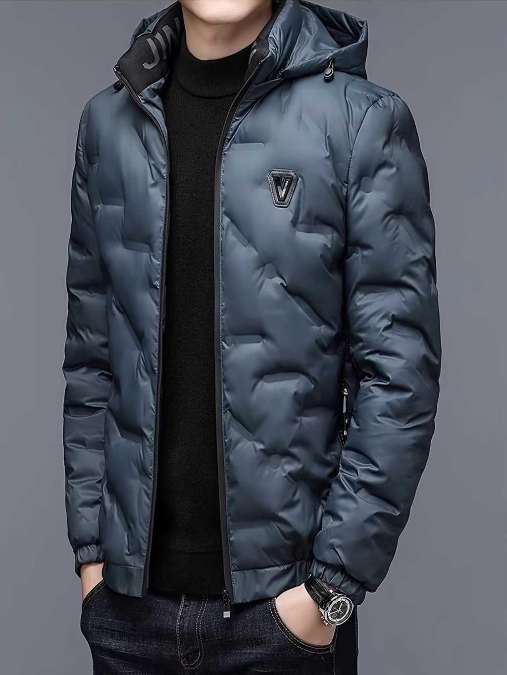 Veste matelassée pour homme, coupe-vent, à capuche, vert clair