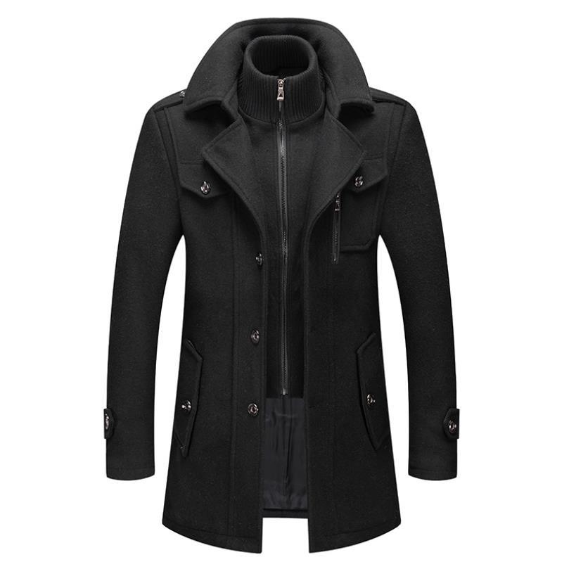 Manteau en laine mi-long, 30 % laine, double col Image