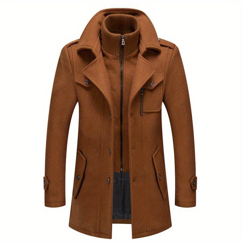 Manteau en laine mi-long, 30 % laine, double col, photo 5