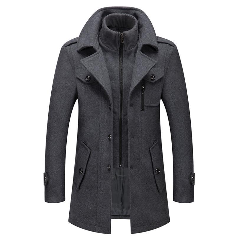 Manteau en laine mi-long, 30 % laine, double col, photo 7