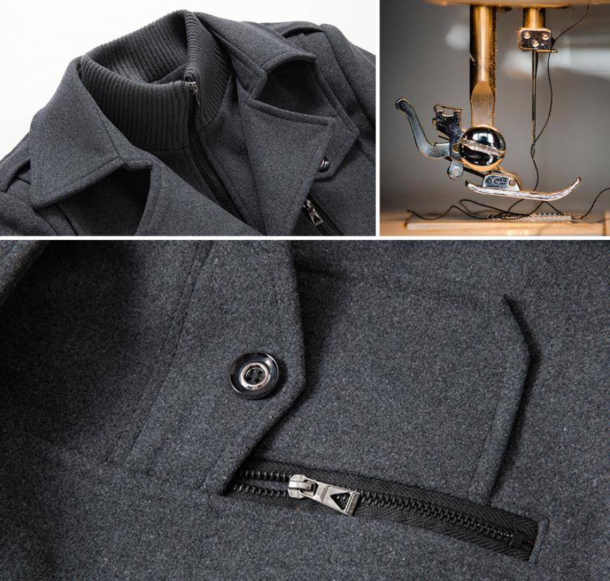 Manteau en laine mi-long, 30 % laine, double col, photo 10