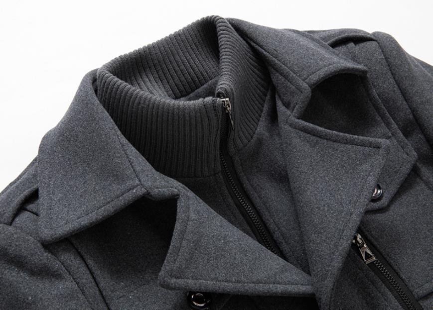 Manteau en laine mi-long, 30 % laine, double col, détail du vêtement