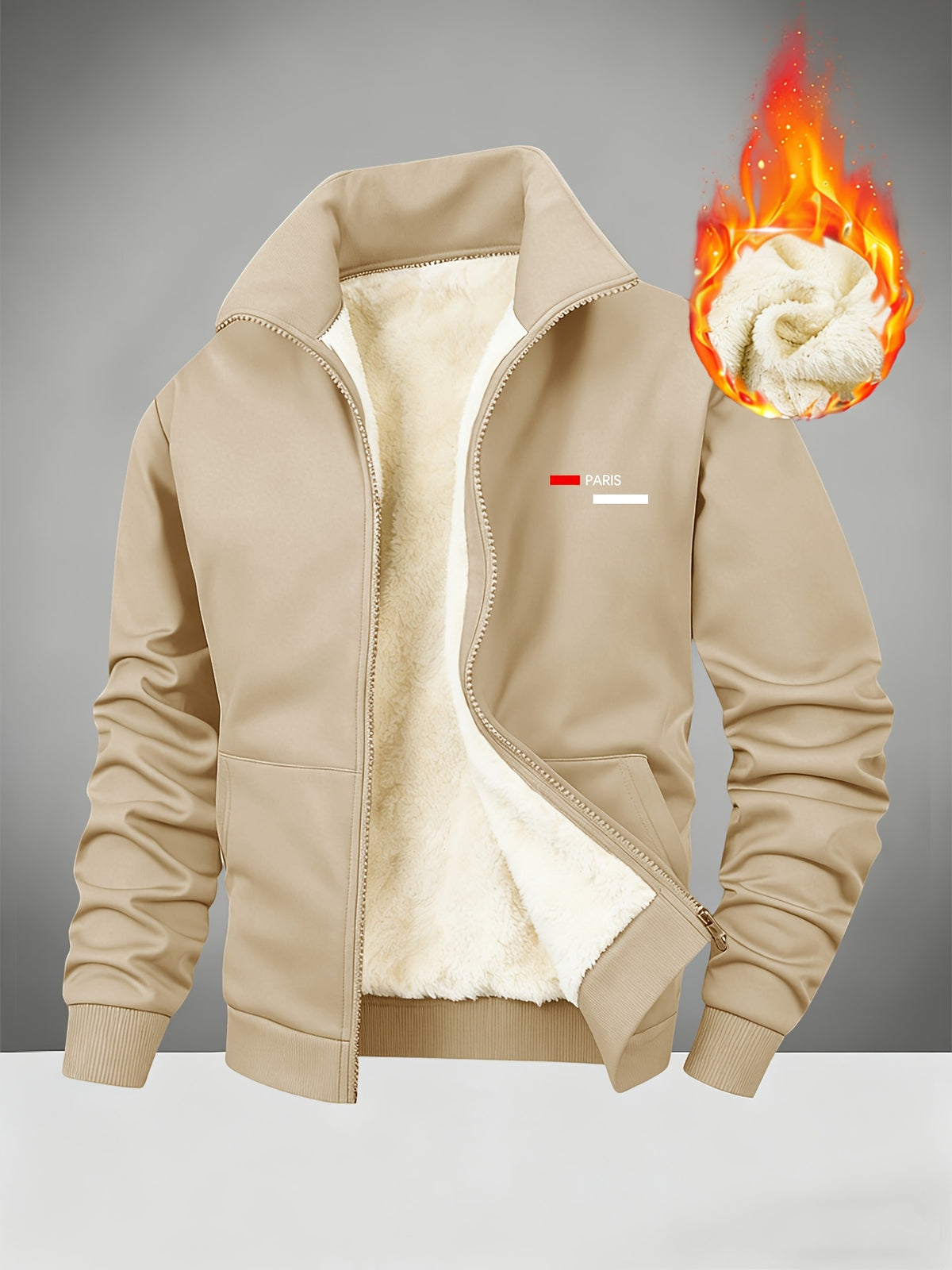 Veste pour homme, polaire, à col montant, noir