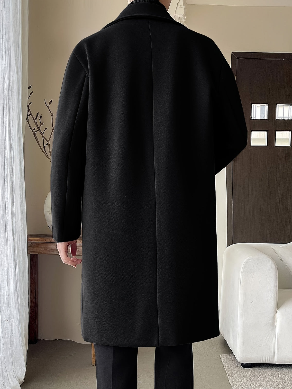 Trench mi-long pour homme, à revers, café