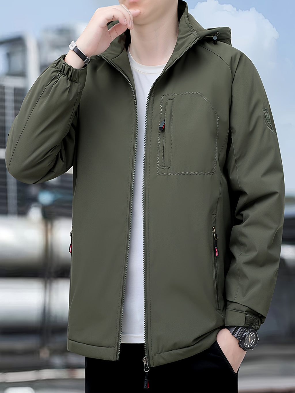 Veste matelassée pour homme, à capuche, bleu