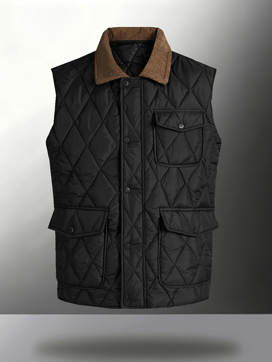 Manteau matelassé, coupe-vent, à revers, vert, détail du vêtement