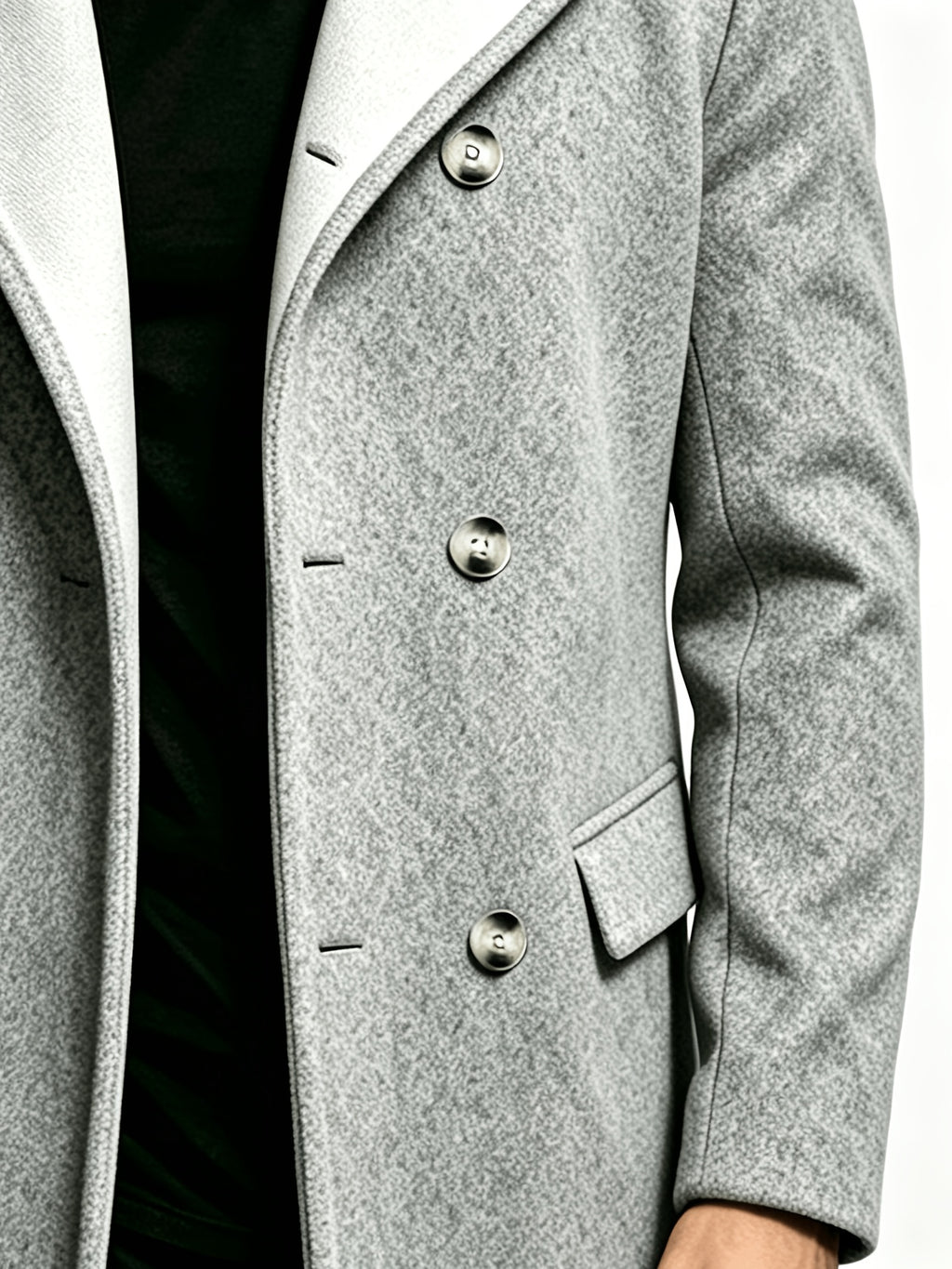 Manteau mi-long pour homme, tweed, à capuche