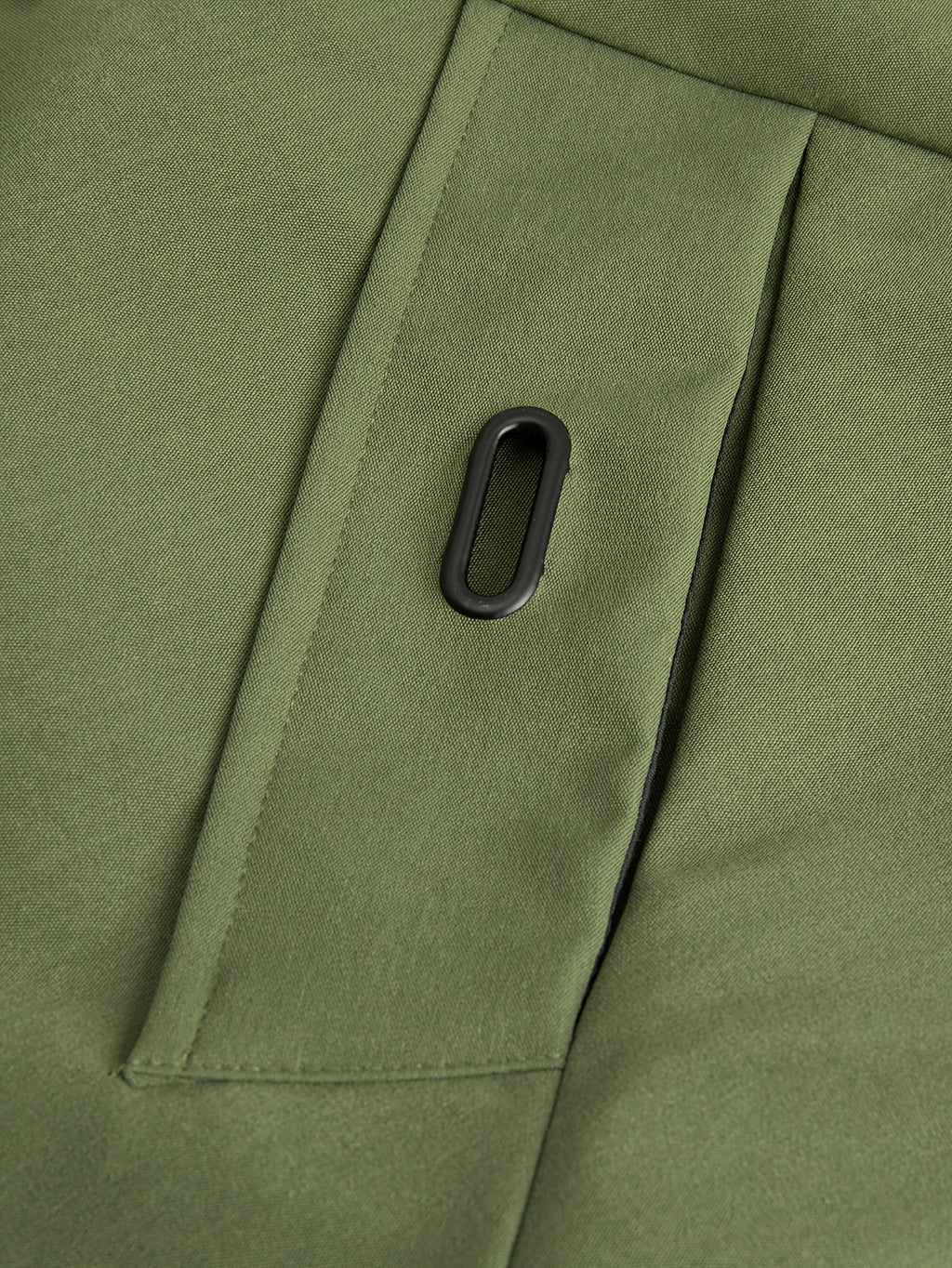 Trench long, à capuche, vert, détail du vêtement