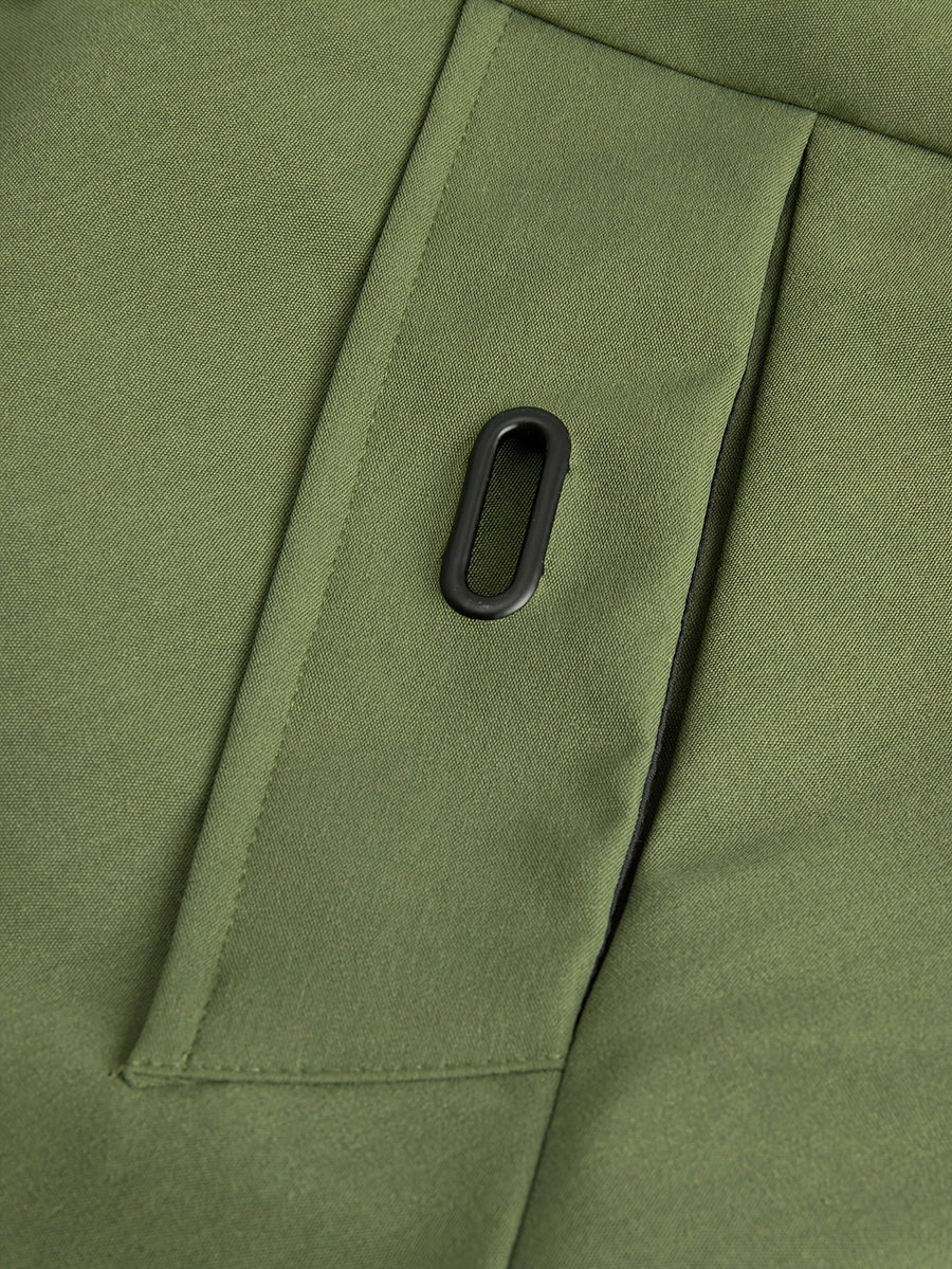 Trench long, à capuche, vert, détail du vêtement