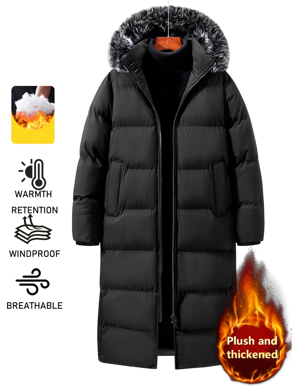 Manteau long, coupe-vent, à capuche, photo 9