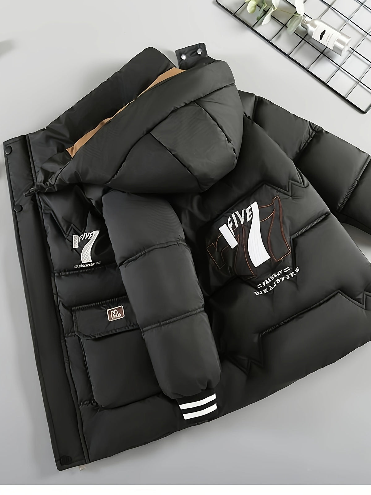 Veste pour homme, à capuche, marron foncé