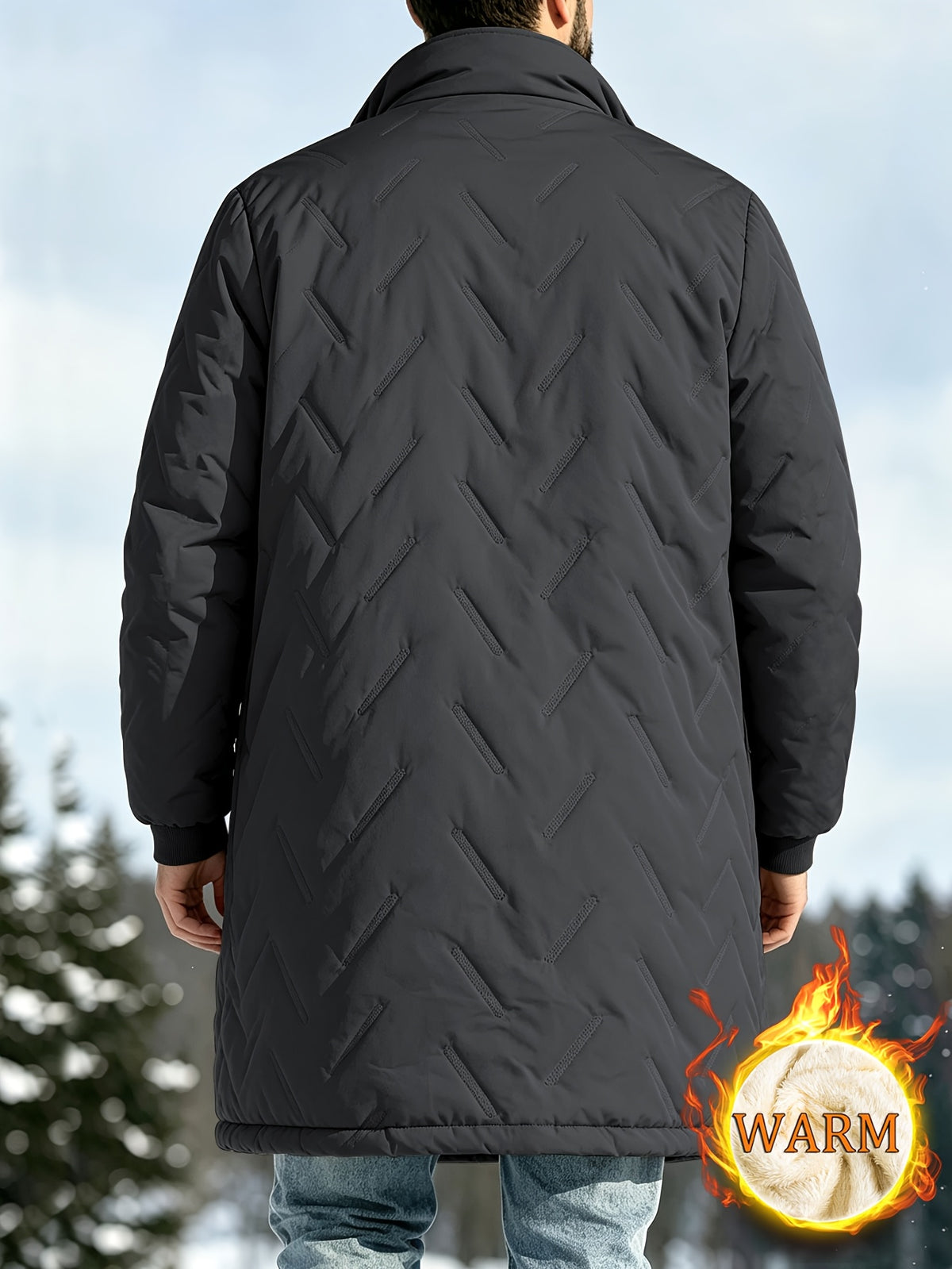 Veste long pour homme, imperméable, à col montant