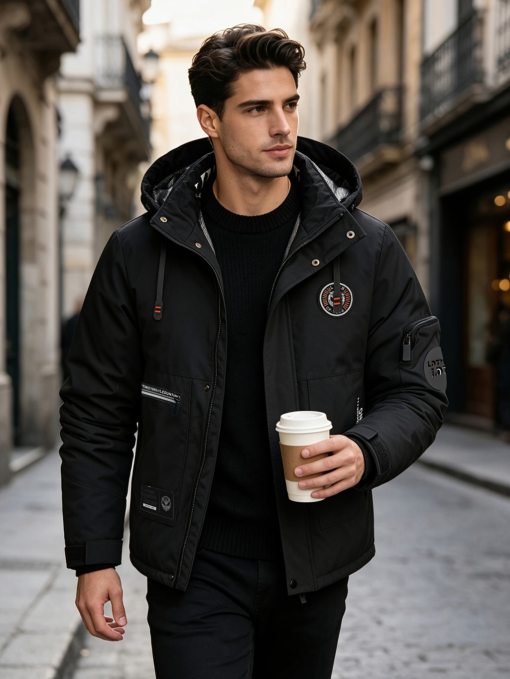 Veste pour homme, capuche amovible, blanc