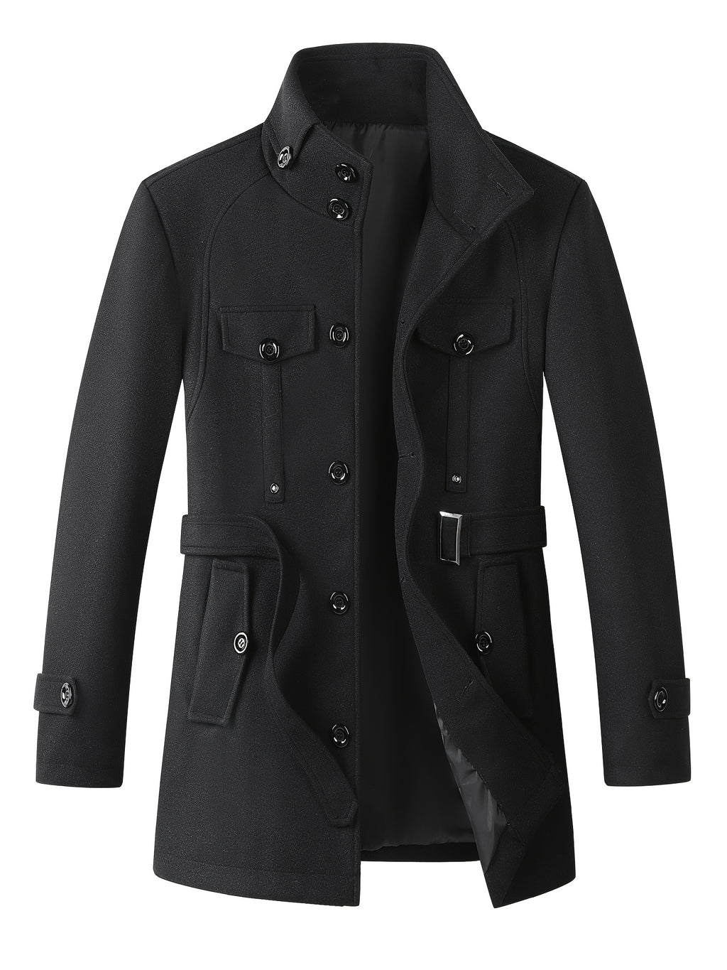 Veste long pour homme, à col montant, gris